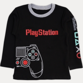 Футболка с Длинным Рукавом Черная для Мальчика PlayStation